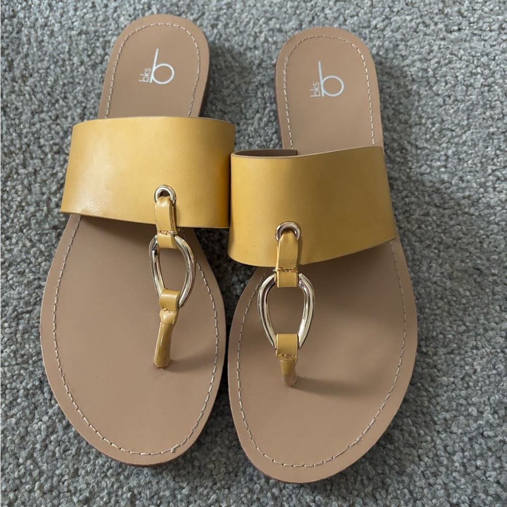 Bakers Yellow Slide Sandals with Gold Detail